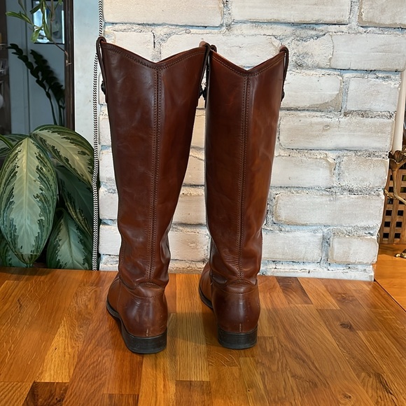 Frye Melissa Button Lug-Sole Tall Riding Boot, Cognac, size 7.5 - Picture 2 of 7